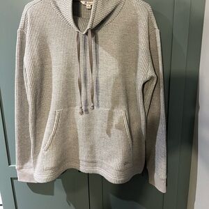 LL Bean Signature Cotton Waffle Pullover Sz Small Gray